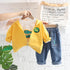 Spring and autumn boys casual hooded zipper shirt three-piece set